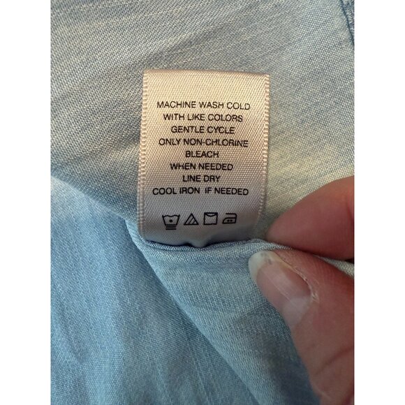 John Mark Women's Pullover Chambray Blouse Medium 3/4 Sleeves Coastal Lagenlook - Picture 5 of 9